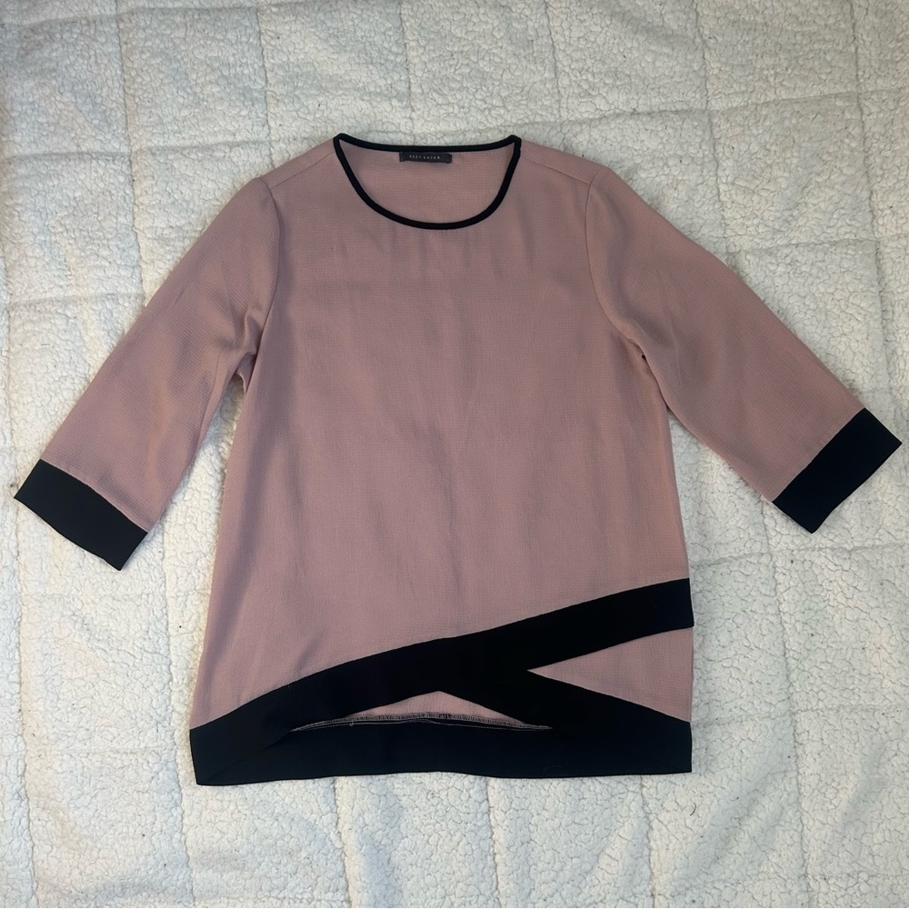SUZY SHIER Pink and Black Blouse Relaxed Fit